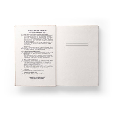 ORGANIC RIGID. A5 notepad with hard cover made from organic elephant matter (80)